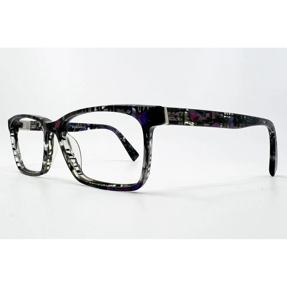 Seraphin Eyeglasses Womens Blue Purple Rectangular Handmade Japan 54-16-145